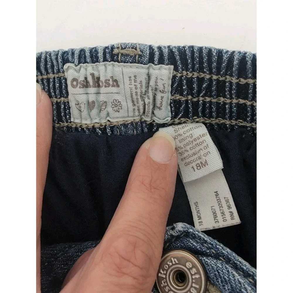 Vintage OshKosh Bgosh Girls Denim Skirt Ruffle 18 Months Blue Striped Y2K Rare